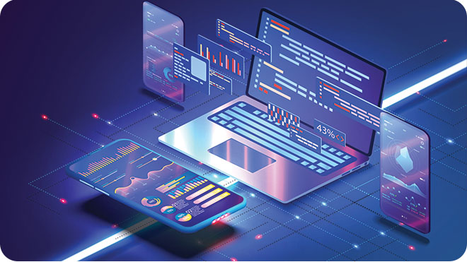 Digital information technology concept. Cybersecurity and protection system from online crime threats. Data Analytics or Data Science. Binary code polygons connected on dark blue background. Digital information technology concept. Cybersecurity and protection system from online crime threats. Data Analytics or Data Science. Binary code polygons connected on dark blue background.